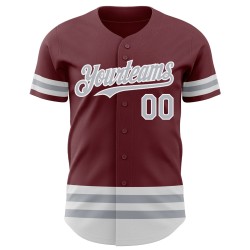 Burgunder Baseball Authentic Grau-Weiß Custom Line Trikot Burgunder Baseball Authentic Grau-Weiß Custom Line Trikot