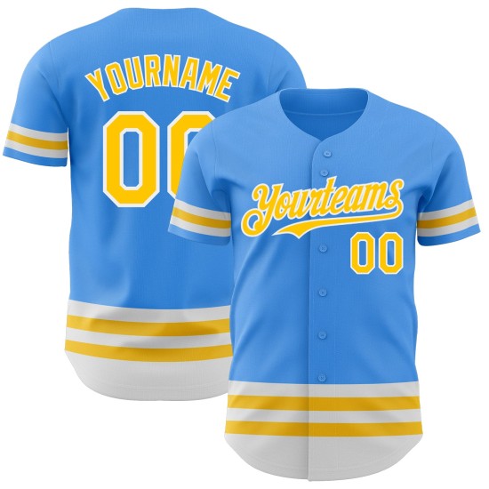 Electric Line Gelb-Weiß Trikot Blau Custom Baseball Authentic Electric Line Gelb-Weiß Trikot Blau Custom Baseball Authentic