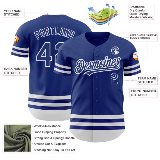 Benutzerdefinierte Jersey Line Baseball Royal Weiß Authentic Benutzerdefinierte Jersey Line Baseball Royal Weiß Authentic