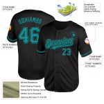 Baseball Schwarz Jersey Authentisches Teal Throwback Mesh Custom Baseball Schwarz Jersey Authentisches Teal Throwback Mesh Custom