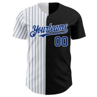 Schwarz Weiß-Royal Baseball Jersey Split Pinstripe Mode Authentische Custom Schwarz Weiß-Royal Baseball Jersey Split Pinstripe Mode Authentische Custom