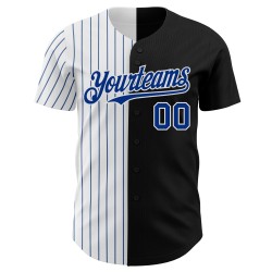 Schwarz Weiß-Royal Baseball Jersey Split Pinstripe Mode Authentische Custom Schwarz Weiß-Royal Baseball Jersey Split Pinstripe Mode Authentische Custom