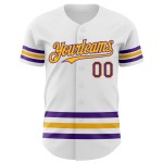 Baseball Trikot Custom Lila-Gold Authentic Line Weiß Baseball Trikot Custom Lila-Gold Authentic Line Weiß