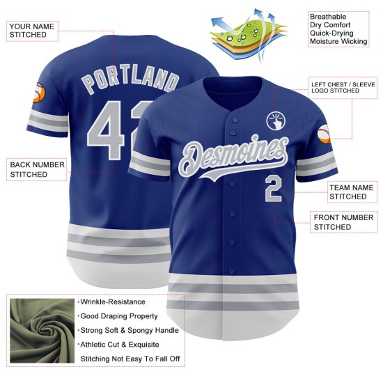 Grau-Weiß Custom Jersey Authentic Baseball Royal Line Grau-Weiß Custom Jersey Authentic Baseball Royal Line