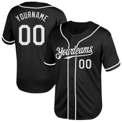 Throwback Authentic Schwarz Baseball Weiß Custom Jersey Mesh