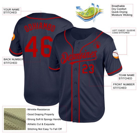 Throwback Authentic Custom Mesh Baseballtrikot Marineblau/Rot Throwback Authentic Custom Mesh Baseballtrikot Marineblau/Rot