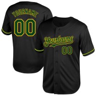 Authentisches Baseball Schwarz Grün-Gelb Jersey Throwback Custom Mesh