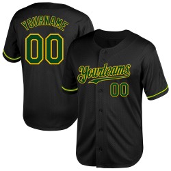 Authentisches Baseball Schwarz Grün-Gelb Jersey Throwback Custom Mesh