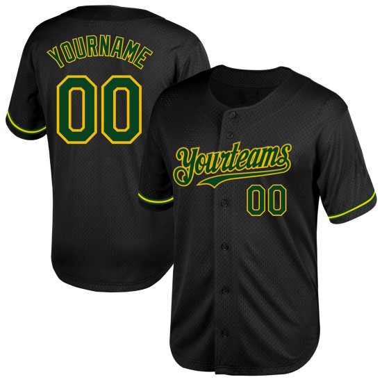 Authentisches Baseball Schwarz Grün-Gelb Jersey Throwback Custom Mesh Authentisches Baseball Schwarz Grün-Gelb Jersey Throwback Custom Mesh