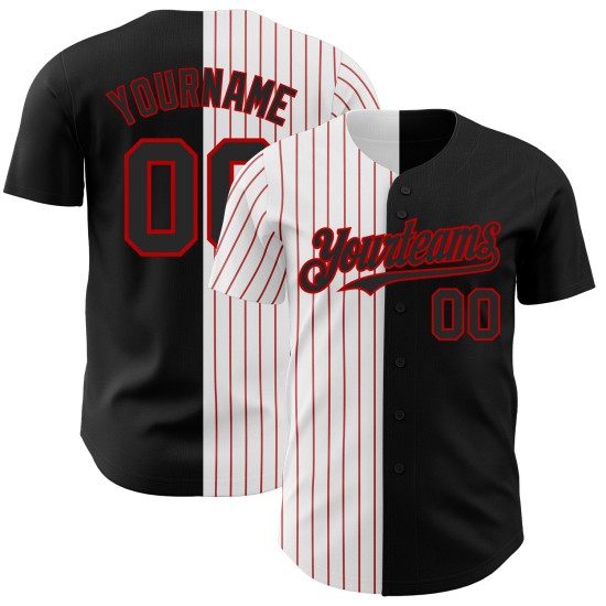 Mode Weiß-Rot Schwarz Jersey Custom Split Baseball Authentic Nadelstreifen Mode Weiß-Rot Schwarz Jersey Custom Split Baseball Authentic Nadelstreifen