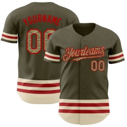 Olive Salute Service Line zu rot-cremefarbenem authentischem Baseball-Trikot Custom Camo