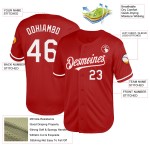 Mesh Custom Jersey Throwback Weiß Authentic Rot Baseball Mesh Custom Jersey Throwback Weiß Authentic Rot Baseball