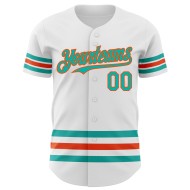 Authentisches Trikot, weiß, individuell aqua-orange, Baseball-Linie Authentisches Trikot, weiß, individuell aqua-orange, Baseball-Linie