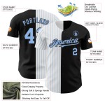 Split Pinstripe Authentic Fashion Schwarz Custom Blau Weiß-Licht Jersey Baseball Split Pinstripe Authentic Fashion Schwarz Custom Blau Weiß-Licht Jersey Baseball