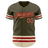Olive Salute Service Line zu rot-cremefarbenem authentischem Baseball-Trikot Custom Camo Olive Salute Service Line zu rot-cremefarbenem authentischem Baseball-Trikot Custom Camo
