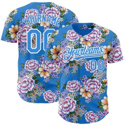 Baseball-Muster Jersey 3D China Nordosten Authentische weiße Blume Großes Design Blau Elektrische Custom