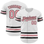 Jersey Medium Line Authentic Custom Baseball Weiß Rosa-Schwarz Jersey Medium Line Authentic Custom Baseball Weiß Rosa-Schwarz