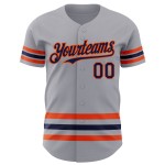 Custom Jersey Baseball Grau Navy-Orange Line Authentic Custom Jersey Baseball Grau Navy-Orange Line Authentic
