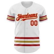 Baseball Authentic Custom Gold Trikot Rot-Old White Line Baseball Authentic Custom Gold Trikot Rot-Old White Line