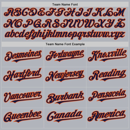 Custom Jersey Baseball Grau Navy-Orange Line Authentic Custom Jersey Baseball Grau Navy-Orange Line Authentic