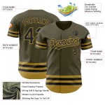 Baseball Service Authentic Gold Schwarz-Old Jersey zu Salute Olive Line Custom Baseball Service Authentic Gold Schwarz-Old Jersey zu Salute Olive Line Custom