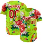 3D Blume Große Baseball Neon Muster Jersey Design Nordosten Custom Grün China Rot-Weiß Authentische 3D Blume Große Baseball Neon Muster Jersey Design Nordosten Custom Grün China Rot-Weiß Authentische