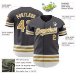 Baseball Line Trikot Authentic Grau Stahl Alt Gold-Weiß Custom Baseball Line Trikot Authentic Grau Stahl Alt Gold-Weiß Custom