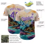 Design 3D Weiß Muster Baseball Authentische Landschaft Berge Jersey Lila Design 3D Weiß Muster Baseball Authentische Landschaft Berge Jersey Lila
