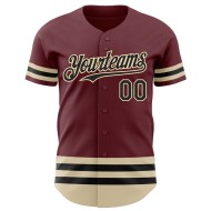 Custom Authentic Baseball Jersey Line Burgund Schwarz-Creme Custom Authentic Baseball Jersey Line Burgund Schwarz-Creme
