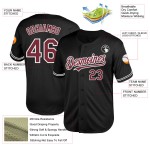 Authentisches Mesh Custom Burgund-Weiß Throwback Schwarz Baseball Jersey Authentisches Mesh Custom Burgund-Weiß Throwback Schwarz Baseball Jersey