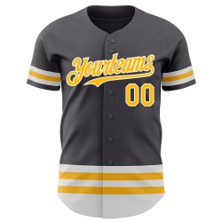 Steel Jersey Baseball Gold-Weiß Grau Authentic Line Custom Steel Jersey Baseball Gold-Weiß Grau Authentic Line Custom