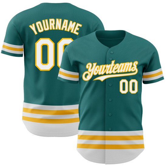Authentic Line Teal Weiß-Gold Jersey Custom Baseball Authentic Line Teal Weiß-Gold Jersey Custom Baseball